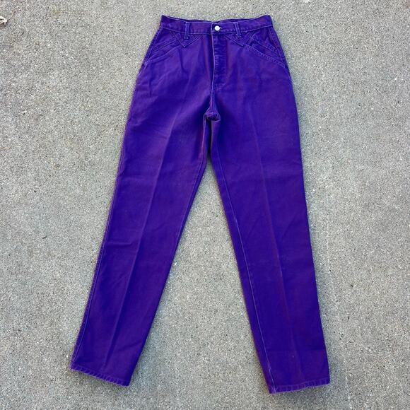 VTG 90s Roper Purple High Rise Wedgie Bareback Silver Concho Cowgirl Jeans 30x35 - Picture 4 of 10